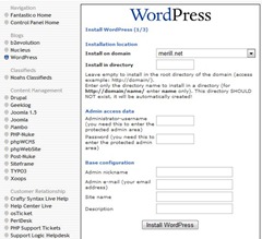 fantastico-wordpress-install