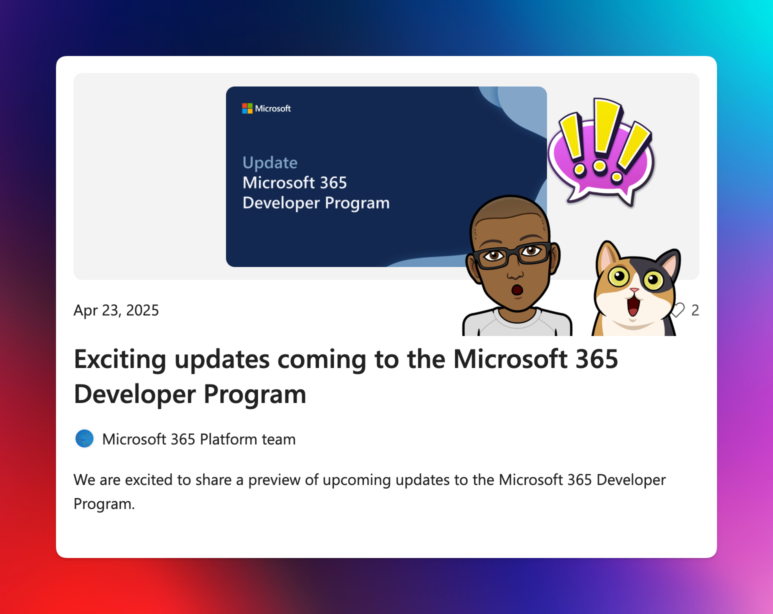 Microsoft 365 Dev Program Update