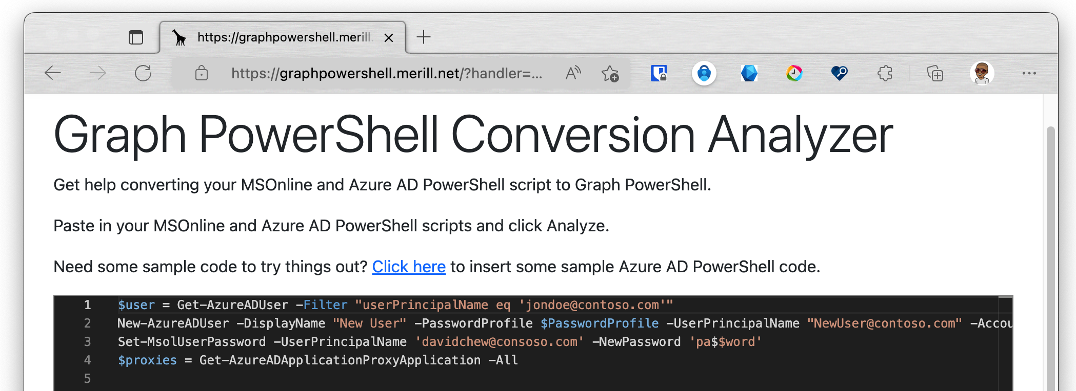 Screenshot of Graph PowerShell Analyzer