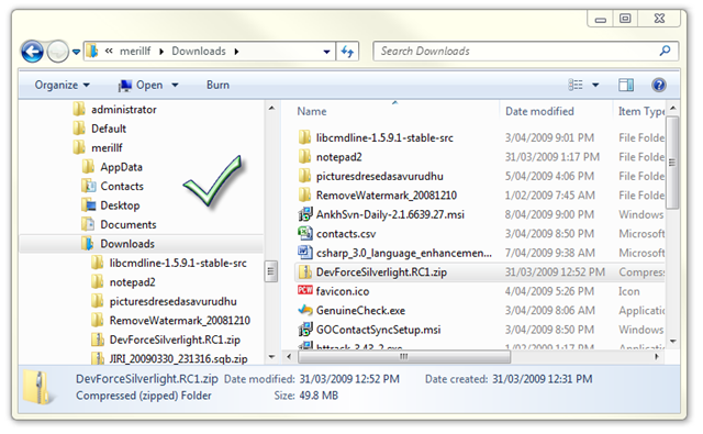 afficher l'arborescence des dossiers en ce qui concerne Windows Vista Explorer