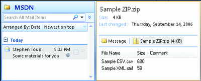 Zip Preview Outlook 2007